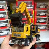 (DEAL HOT) Mô Hình Xe Máy Xúc cần cẩu đầu bằng Kim Loại chống va đập, có nhạc và đèn