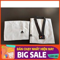 [Deal Khủng] Võ phục Taekwondo Adidas vải 3 sọc Cổ đen và cổ Đỏ đen