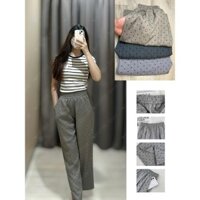 [Deal mở bán] Quần Suông Chất Tuytsi In Hoạ Tiết Trái Tim, Kẻ Sọc Cạp Chun Cao Cho Nấm Dài 88cm