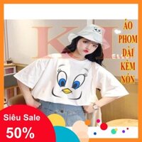 [DEAL SỐC]  Áo Thun Nữ🍓Áo Thun Form Rộng Tay Lỡ Kèm Nón