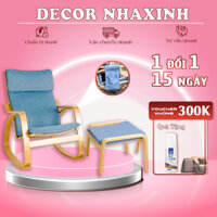 [DEAL_HỜI] Ghế Thư Giãn Bập Bênh, Ghế Tựa Lưng, Ghế Poang Thư Giãn Khung Gỗ Bạch Dương, Ghế Lười