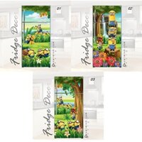 Decal 3D dán cửa tủ lạnh chống thấm chủ đề Minions sinh động (60x130cm/150cm/180cm)