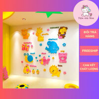 Decal 3D Dán Tường – Động Vật & Tiếng Anh Dễ Thương Cho Bé Học Hỏi