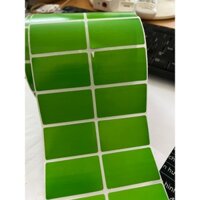 Decal 50x30mm cuộn 50m. 2 tem/hàng màu xanh lá green in tem nhãn. in tem dán sản phẩm