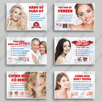 (Decal 50x75, 60x90) Tranh poster nha khoa tư vấn các chủ đề: răng sứ, implant, chỉnh nha, tẩy trắng,trám răng, ...