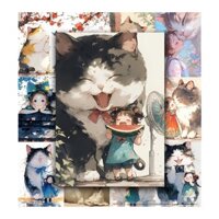 [DECAL] A5 In Màu -  50 Tờ Ảnh Giấy Dán Tường - HÌNH CÔ GÁI VÀ MÈO ĐÁNG YÊU - Decor Trang Trí Nhà | MS: 111532