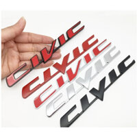 Decal Chữ Civic Logo xe Honda tem dán sau đuôi cốp xe kim loại nhựa abs mạ crom ô tô xe hơi 3D màu trắng bạc decal