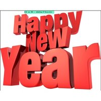 Decal chữ Happy new year decal dán kính văn phòng nhà hàng khách sạn