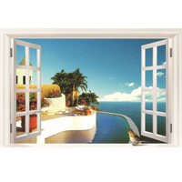 Decal cửa sổ 3D Phong cảnh biển AmyShop DCS019  60 x 90 cm  - Resort