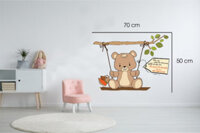 Decal dán decal chú gấu ngồi xích đu, dán nhìn 2 mặt, dán quán trà sữa, TPHCM