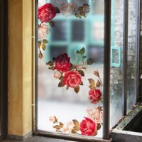 Decal dán kính cao cấp - Dây hoa hồng đậm và nhạt ( 60x116cm )-DK1019