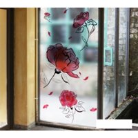 Decal dán kính cao cấp - Hoa hồng lơ lửng ( 60x116cm )-DK1002