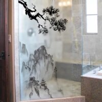 Decal dán kính cao cấp - Phong cảnh núi hữu tình ( 60x116cm )-DK1051