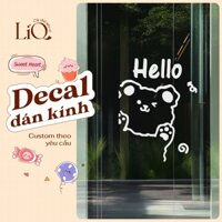 Decal dán kính - Decal dán gương - Decal gấu Cute Welcome - Làm theo yêu cầu