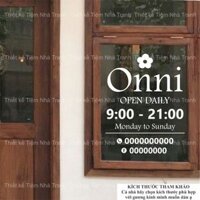 Decal dán kính giờ đóng mở cửa Opening cửa hàng, tiệm nails, cà phê thiết kế theo yêu cầu