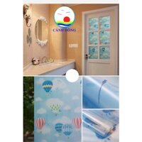 Decal dán kính mờ hoa văn khinh khí cầu sắc màu nghệ thuật 90 cm x 200 cm