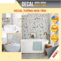 Decal dán nhà tắm Terrazzo trắng đen chống nước loại dày, dán tường phòng tắm đẹp hàng cao cấp - Decor 24h DTA-320