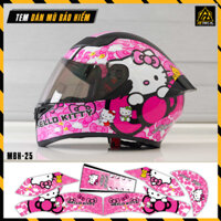 Decal Dán Trùm Mũ Bảo Hiểm Full Face Mẫu Hello Kitty | MBH-25 | Tem Kit Sticker Dán Mũ Bảo Hiểm Chống Thấm Nước