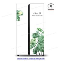 Decal dán tủ lạnh 2 cánh, 4 cánh lá cây nhiệt đới Green life hue decor, chống nước siêu bền, chất lượng, giá rẻ