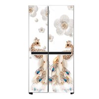 Decal dán tủ lạnh 3D tủ 2 cánh lớn side by side không thấm nước siêu bền đẹp MẪU CHIM CÔNG