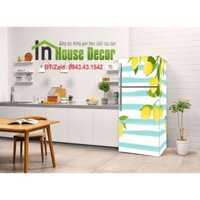 Decal dán tủ lạnh 3D 💖FREESHIP💖 Giảm 30K Khi Nhập [Tranh Trang trí] Giấy dán tủ lạnh Chanh tây kẻ