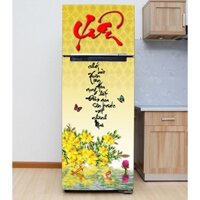 Decal dán Tủ Lạnh bình hoa xuân 2024 chất liệu cao cấp