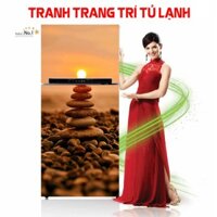 Decal dán tủ lạnh đẹp 🔥FREE SHIP🔥  Giảm 30K Khi Nhập [Tranh dán 3d phong cảnh] Miếng dán tủ lạnh 3d Hoang Hôn