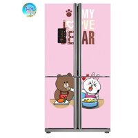 DECAL DÁN TỦ LẠNH MẪU GAU NAU VA THO TRANG- TỦ LỚN