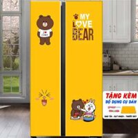 Decal dán tủ lạnh 2cánh,4cánhby side GấuBrow&Thỏ cony hue decor chống nước siêu bền,chất lượng,giá tốt(TỦ LẠNH 1-2 CÁNH)