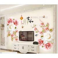 Decal dán tường 3D SIÊU HOT HOA HỒNG