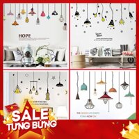 Decal dán tường 3D trang trí phòng khách sang trọng hình đèn treo AmyShop -decalhcm - Hàng nhập khẩu