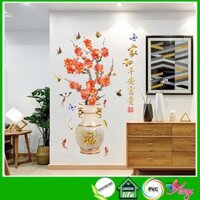 Decal dán tường Bình hoa đào AmyShop DH098 ( 162 x 92 cm )