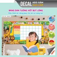 Decal Dán Tường Bút Lông Thời Khóa biểu Hoạt Hình Dễ Thương, Hàng An Toàn Chất lượng Cao TVDC DTB-008
