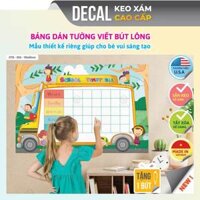 Decal Dán Tường Bút Lông Thời Khóa Biểu Cực Dễ Thương, An Toàn Và Chất Lượng, Có nhiều mẫu, kích thước 90x60cm DTB-002