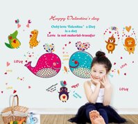 Decal dán tường cặp đôi cá voi - SK9092-69