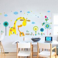 Decal dán tường cho bé hình khu vườn hươu cao cổ vui nhộn