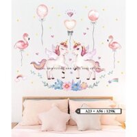 Decal dán tường Combo Ngựa Pony hạc A23 + A56 - Decal dán tường style Hàn Quốc