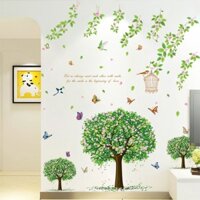 DECAL DÁN TƯỜNG DÂY LEO HOA TẦM XUÂN VÀ BA CÂY XANH