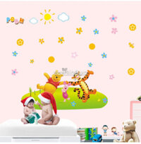 Decal dán tường gấu pooh nhảy múa 2, DIY, dán phòng bé gái, khổ 1,3 x 0,8 (m) (dài x rộng) TPHCM