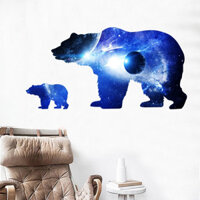 Decal dán tường gấu xanh và địa cầu, dán tủ trà sữa, sau dán 0,66 x 0,34 (m) (dài x rộng) tại TPHCM