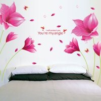 Decal dán tường Hoa cánh bướm hồng AmyShop DH067 - 2 bộ 153 x 215 cm