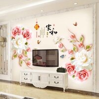 Decal dán tường Hoa hồng 3D