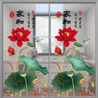 Decal dán tường Hoa sen đỏ mới 3D
