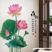 Decal dán tường Hoa sen hồng mới 3D 08