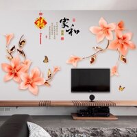 Decal dán tường hoa và chữ nho
