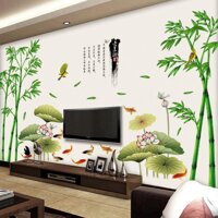 Decal dán tường kết hợp Bụi Tre và  Sen AM91040779C