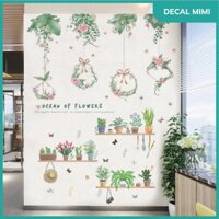 Decal Dán Tường Mẫu dây hoa + chậu cây ( kt 1m5 cao 1m5)