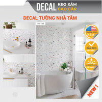 Decal dán tường nhà tắm mẫu Terrazzo loại dày cao cấp, giấy dán nhà vệ sinh chống thấm nước  - Decal 24h DTA-324