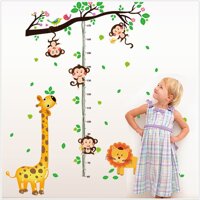 Decal dán tường Thước đo chiều cao khỉ con AmyShop DTD022150x110cm