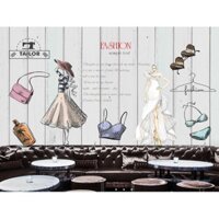 Decal dán tường trang trí shop quần áo khổ 2mx3m